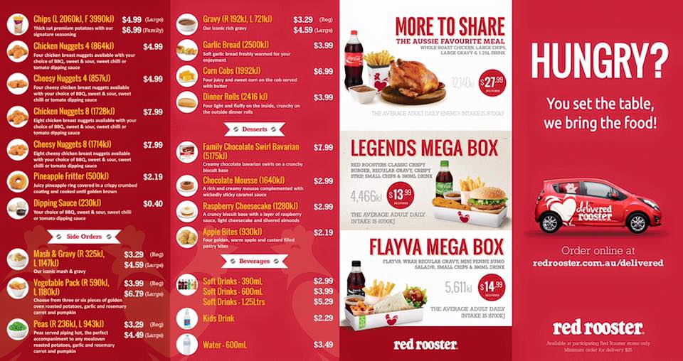 Red Rooster Kalgoorlie menu, prices and opening hours Hungry in Kal